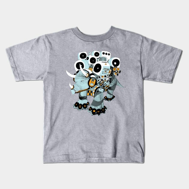 Audiosaurio Kids T-Shirt by ELECTROBUDISTA
